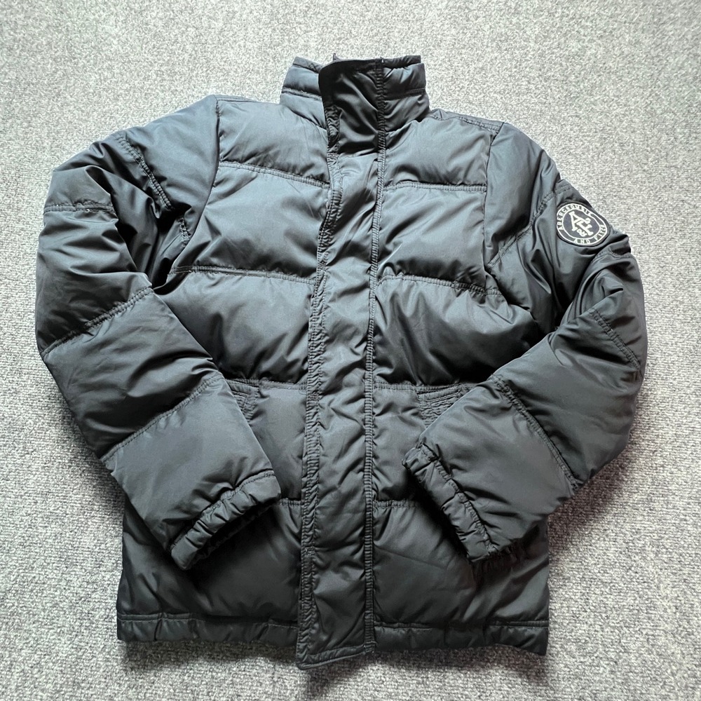 Abercrombie & Fitch Mens Puffer Jacket Black Down Quilted Coat M Vintage Y2K